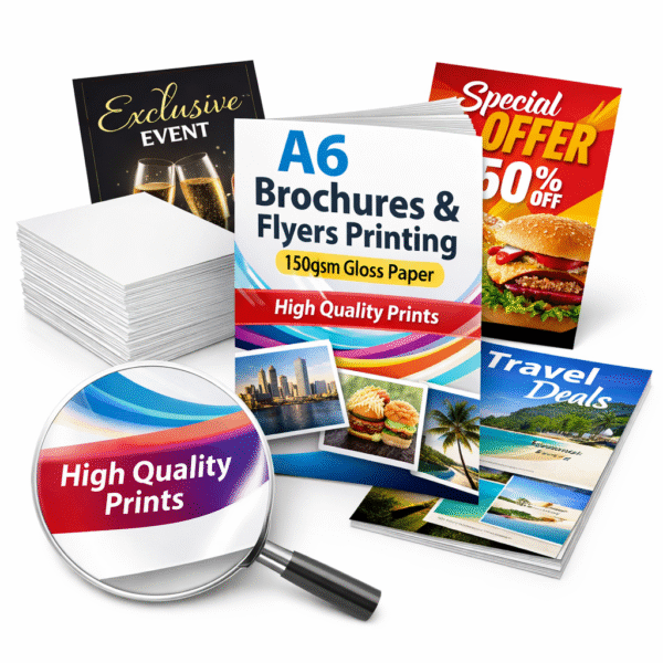 A6 Brochures & Flyers Printing – 150gsm Gloss Paper | High Quality Prints